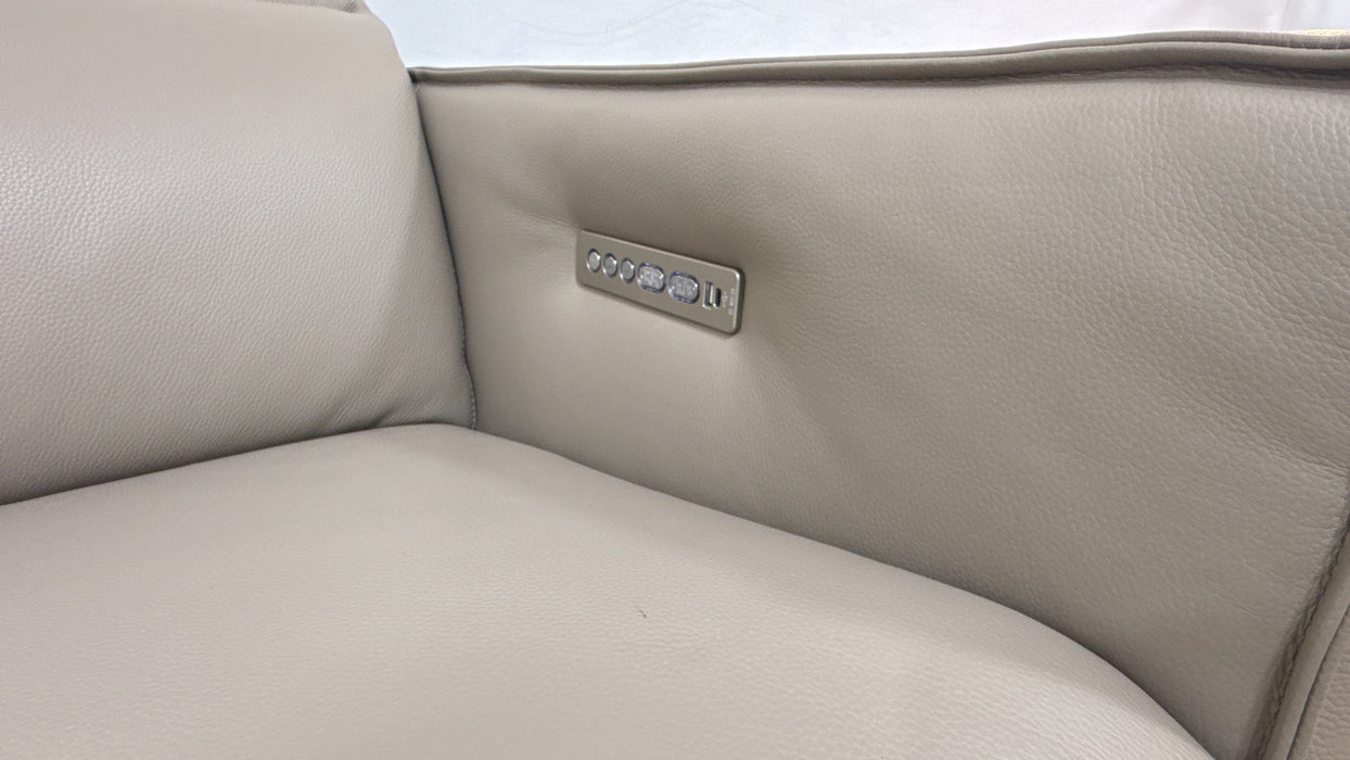 Sofology Horizon Leather 2 Seater Power Recliner/Headrest in Trusty Embossed Stone