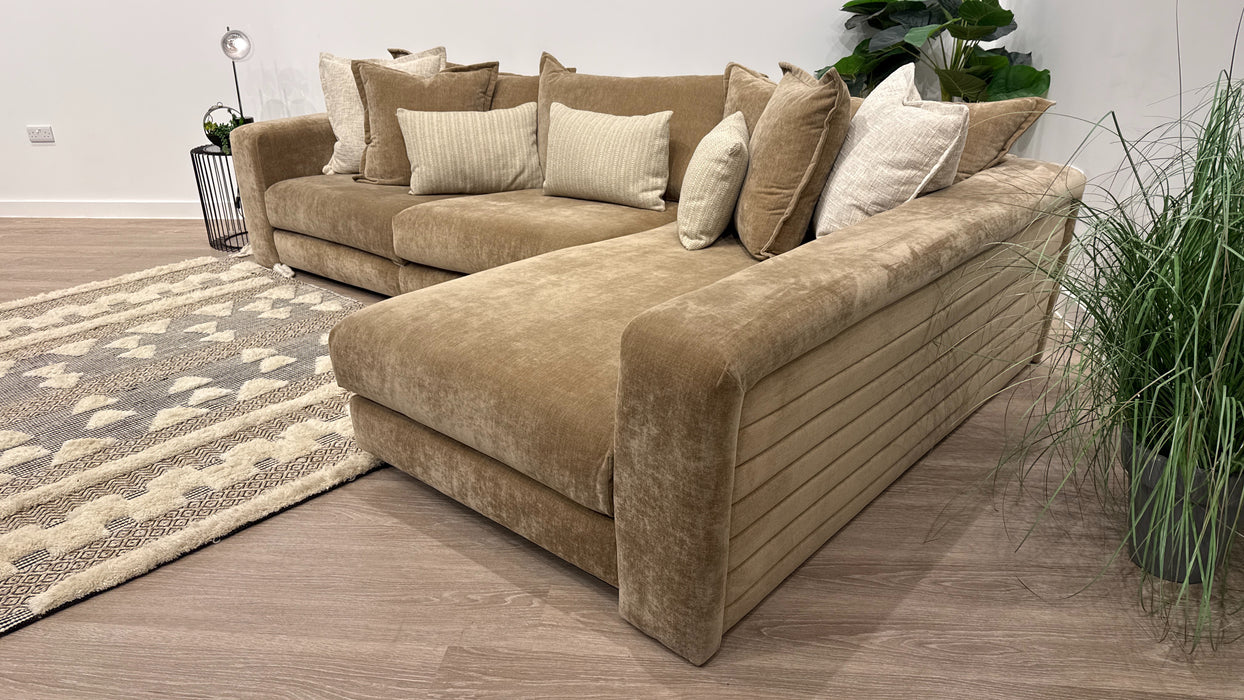 Sofology Cove Fabric Grande Chaise in Soft Chenille Caramel Mix