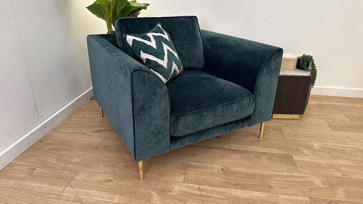Sofology Moxie Fabric Chair in Deep Teal/Chevron Teal Mix