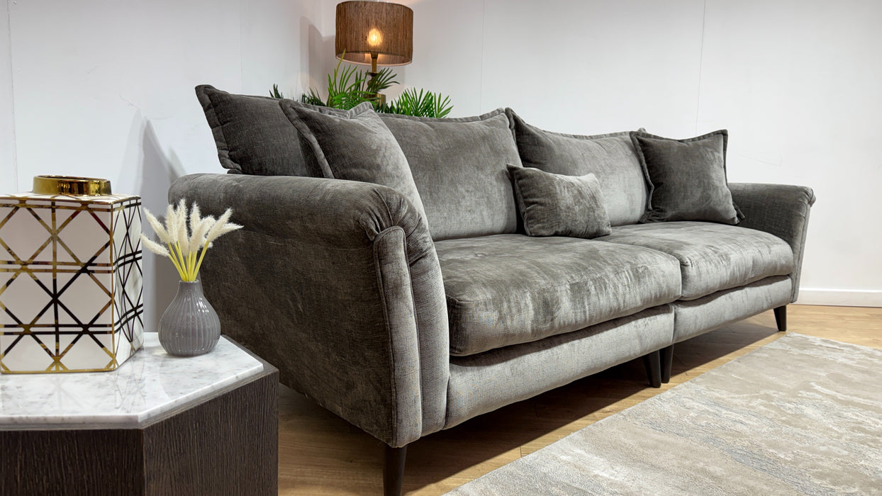 Sofology Beaumont Fabric 4 Seater Split Feather Flex Seats in Luxury Chenille Truffle