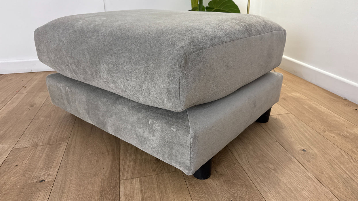 Sofology Wildwood Fabric Footstool in Soft Sherpa Silver
