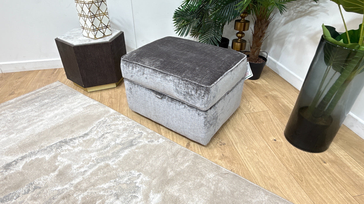 Sofology Georgio Fabric Storage Footstool Feather Flex Interior in Luxe Chenille Grey