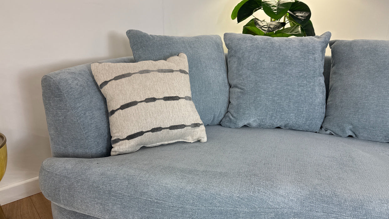 Sofology Chloe Fabric 4 Seater Pillow Back in Linen Look Chenille Sky