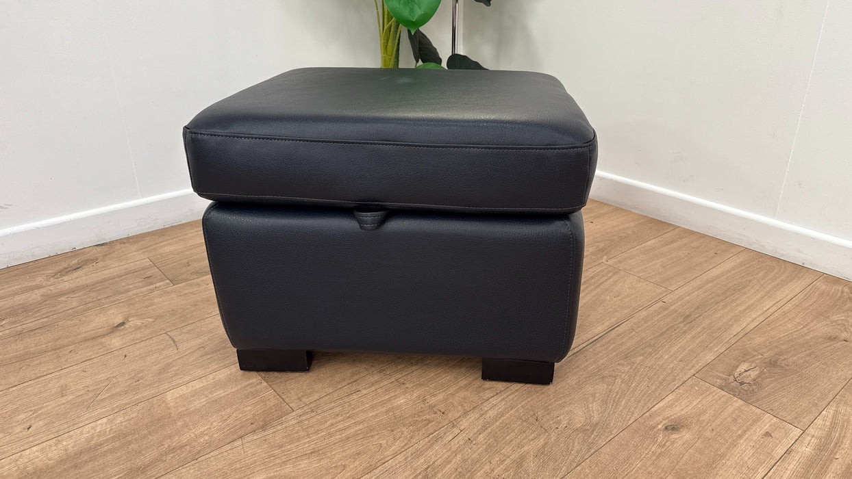 DFS Leather Storage Footstool in Navy