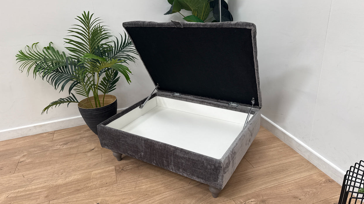 Sofology Highgrove Fabric Storage Footstool in Steel All Over