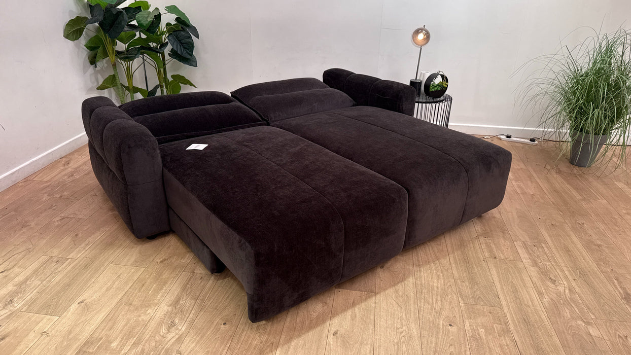 Sofology Sanctuary Fabric 3 Seater Double Power Chaise Power Motion Back in Relaxed Chenille Raisin