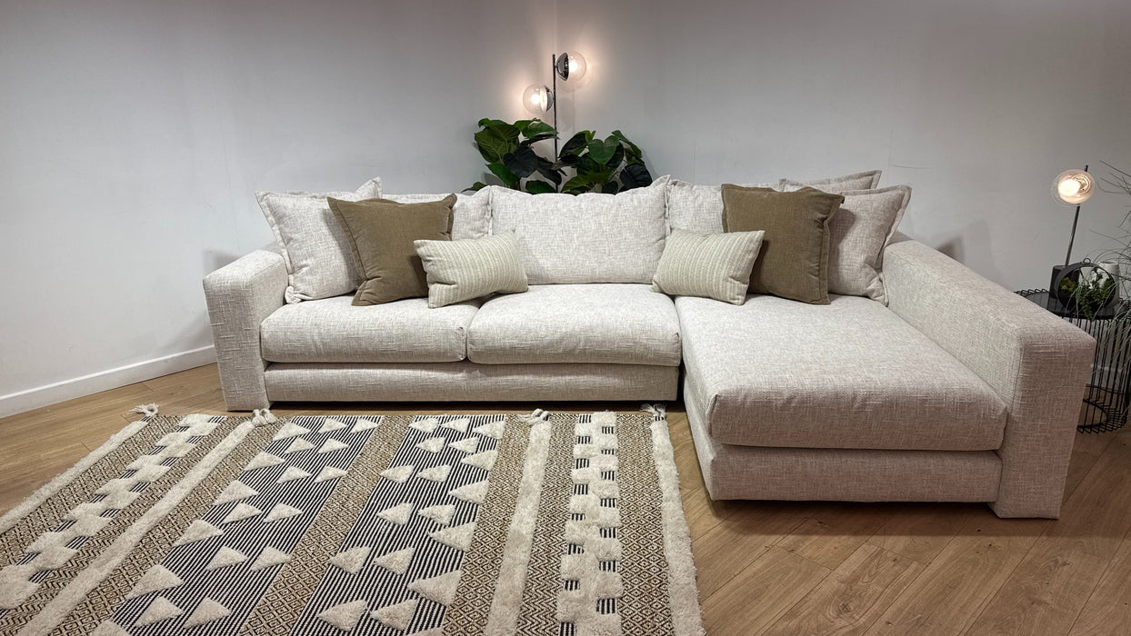 Sofology Cove Fabric Grande Chaise in Artisan Chenille Ecru Mix