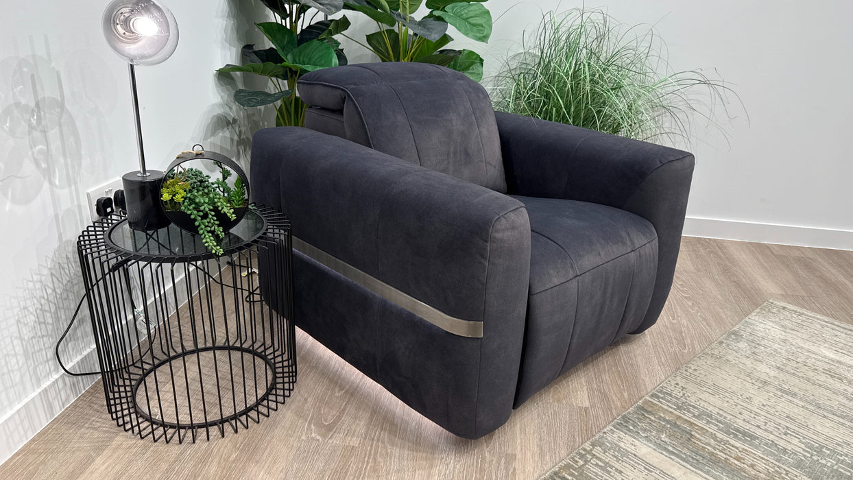 Sofology Lumiere Fabric Chair Power Recliner/Headrest in Lifestyle Flecked Anthracite