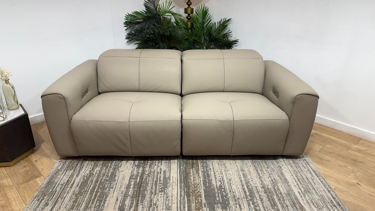 Sofology Riviera Leather 2.5 Seater Power Recliner/Headrest in Trusty Super Matt Putty
