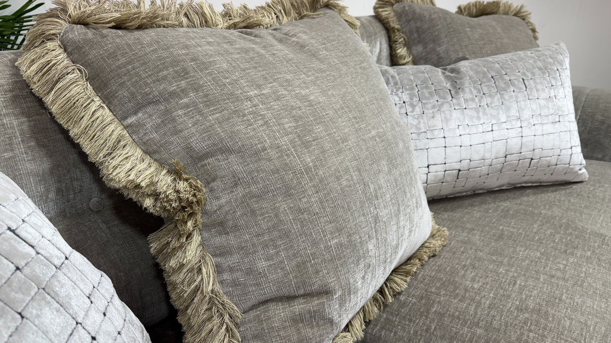 Sofology Regency Fabric 4 Seater Split Foam Seats in Luxe Chenille Stone Mix