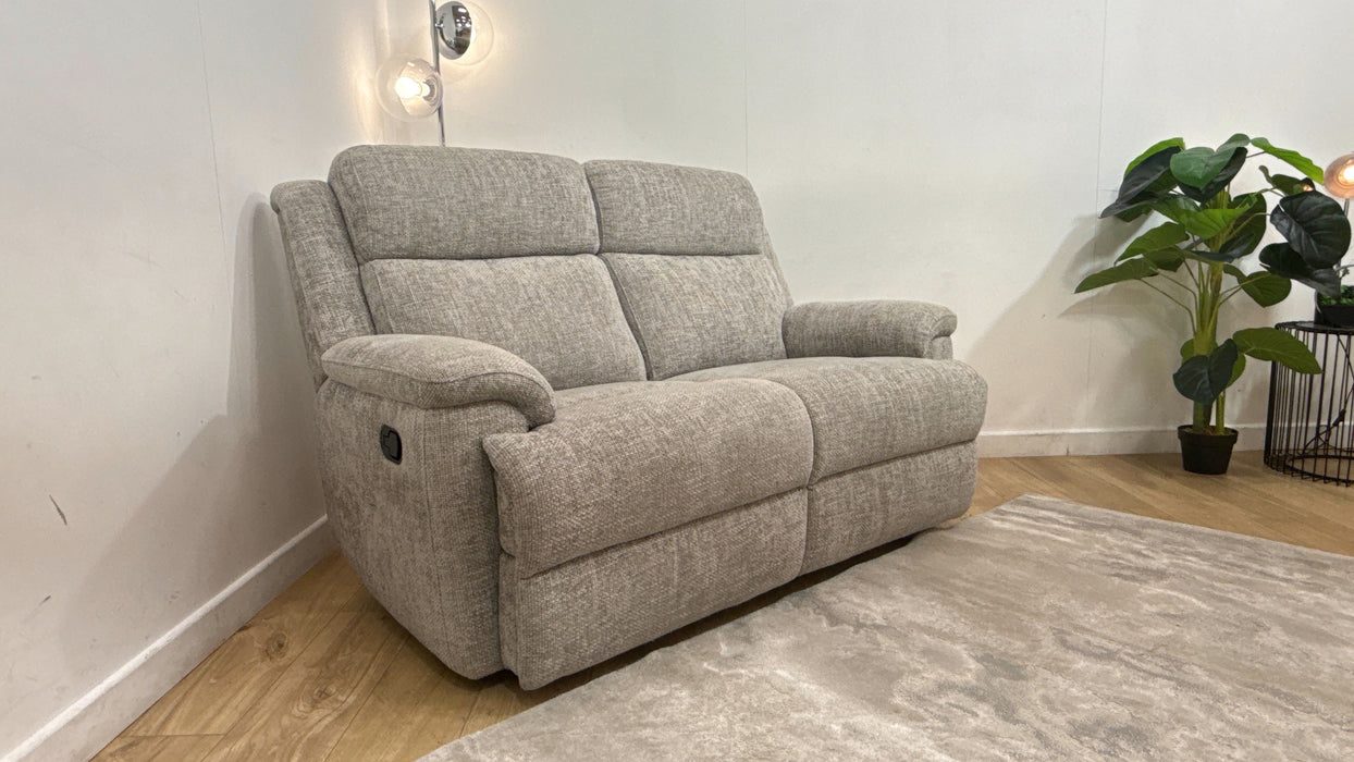Sofology Gracie Fabric 2 Seater Manual Recliner in Hopsack Chenille Dove