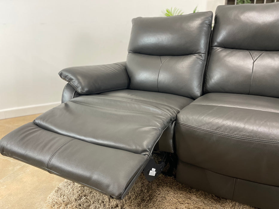 Albion Leather 3 Seater Charcoal - Manual Recliner (WA2)