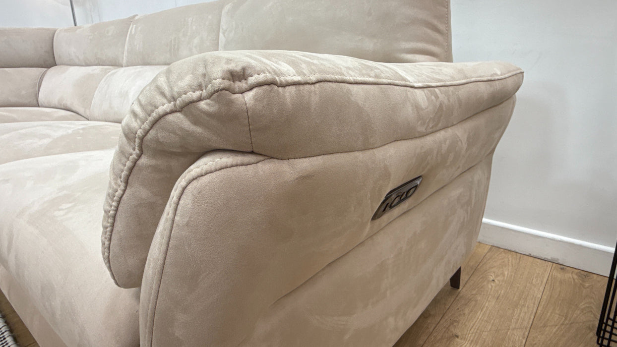 Sofology Missouri Fabric 1 Corner 3 Power Recliner/Headrest in Lifestyle Plush Mink