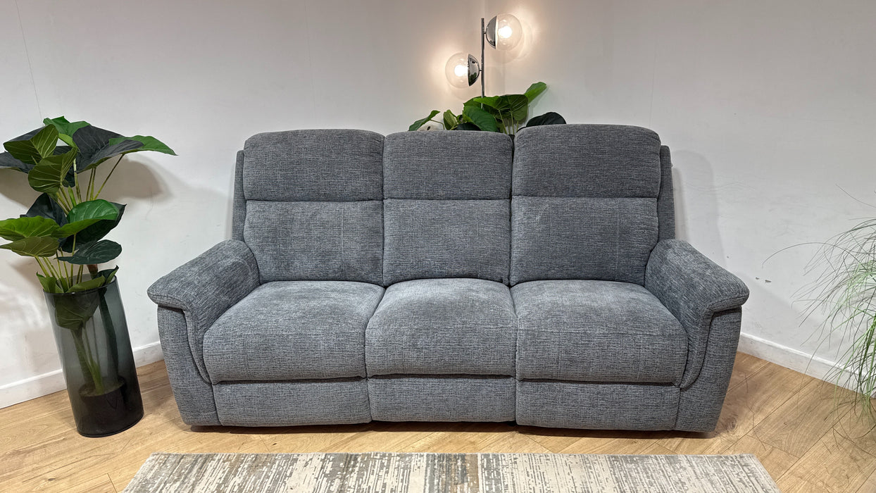 Sofology Bradie Fabric 3 Seater Power Recliner/Headrest in Woven Chenille Grey