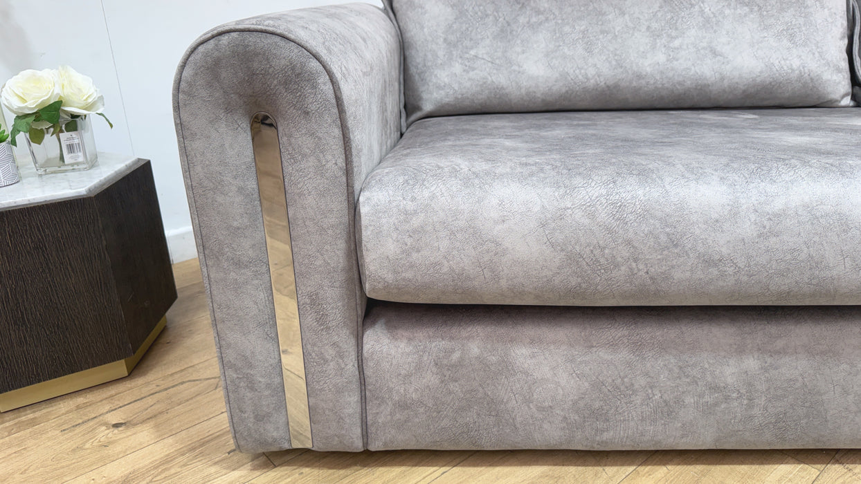 Sofology Savoy Fabric 4 Seater Silver Trim in Lifestyle Dapple Fabric Silver Mix