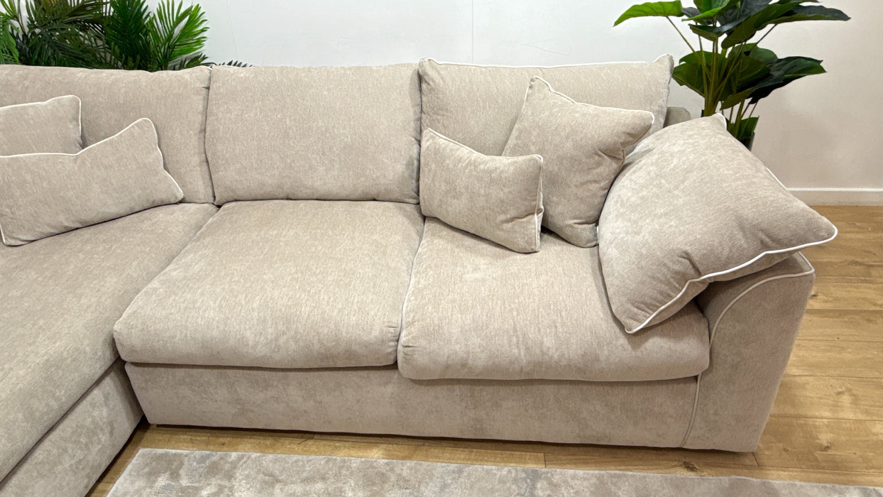 Sofology Georgio Fabric Terminal 1 Corner 3 Feather Flex Seats in Lifestyle Plush Chenille Wicker Mix