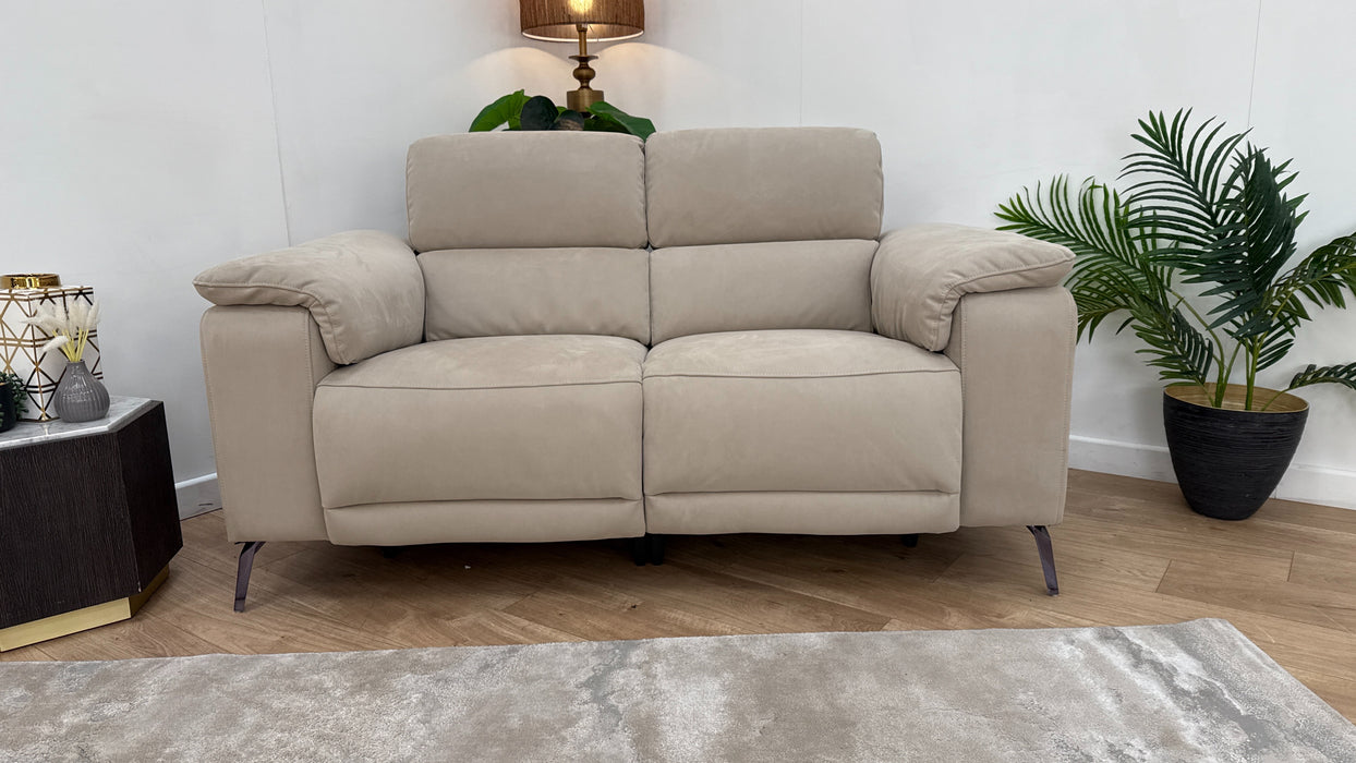 Sofology The Fratelli Fabric 2 Seater Power Recliner/Headrest in Lifestyle Nubuck Feel Stone