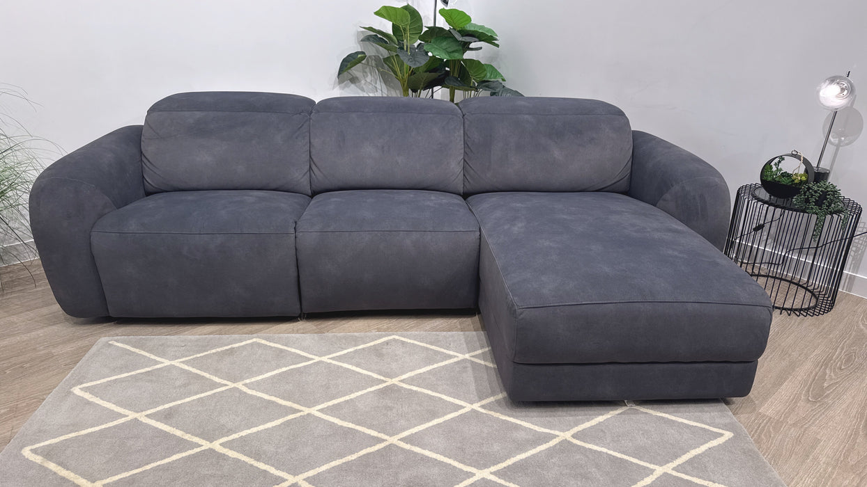 Sofology Drift Fabric 4 Seater Chaise Power Recliner/Headrest in Lifestyle Flecked Charcoal