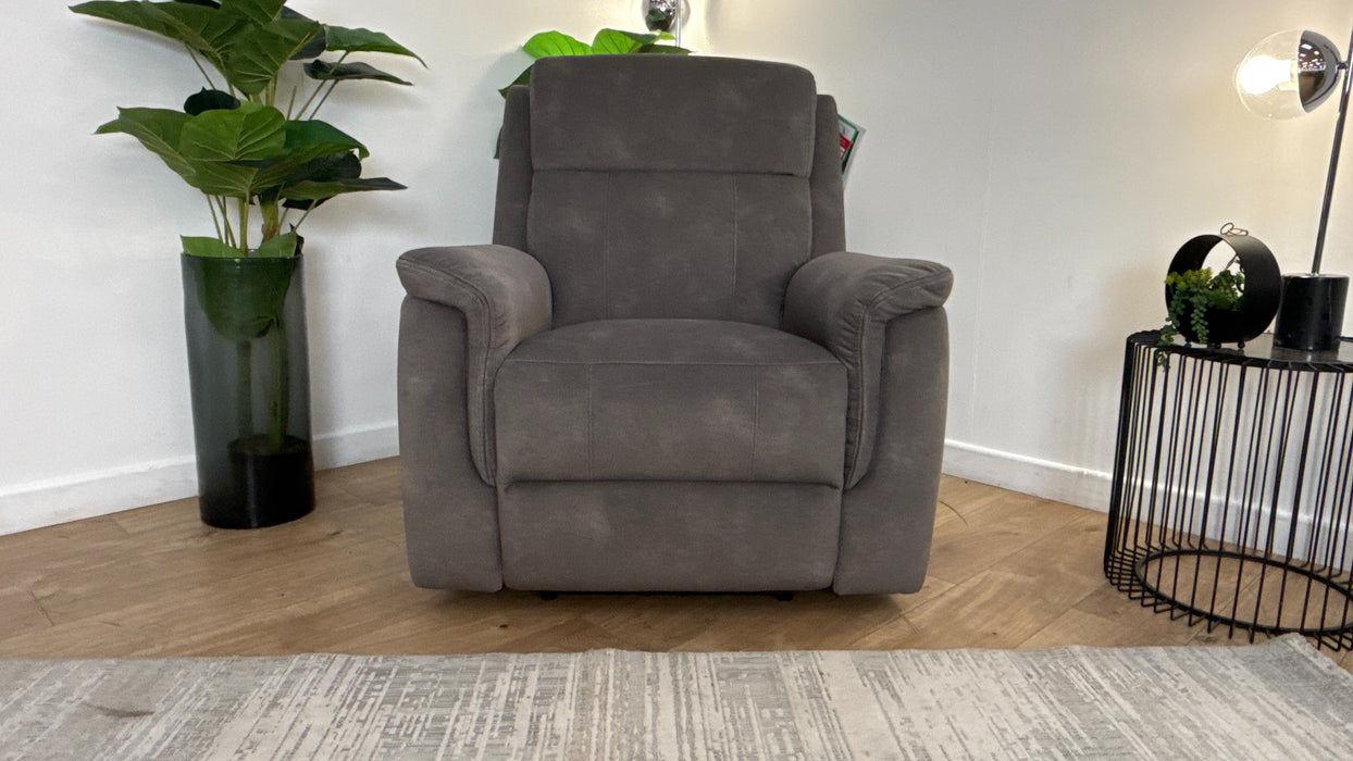 Sofology Bradie Fabric Chair Power Recliner Heated Seat in Lifestyle Flecked Mocha