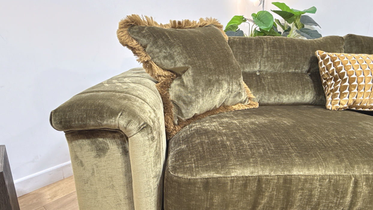 Sofology Regency Fabric 4 Seater Split Foam Seats in Luxe Chenille Olive Mix