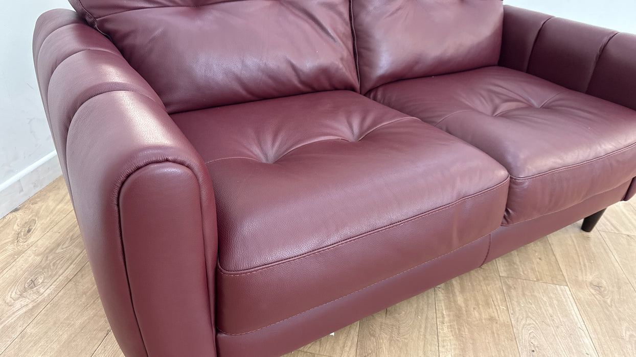 Sofology The Bexley 2 Seater Leather Sofa in Caruso Maroon