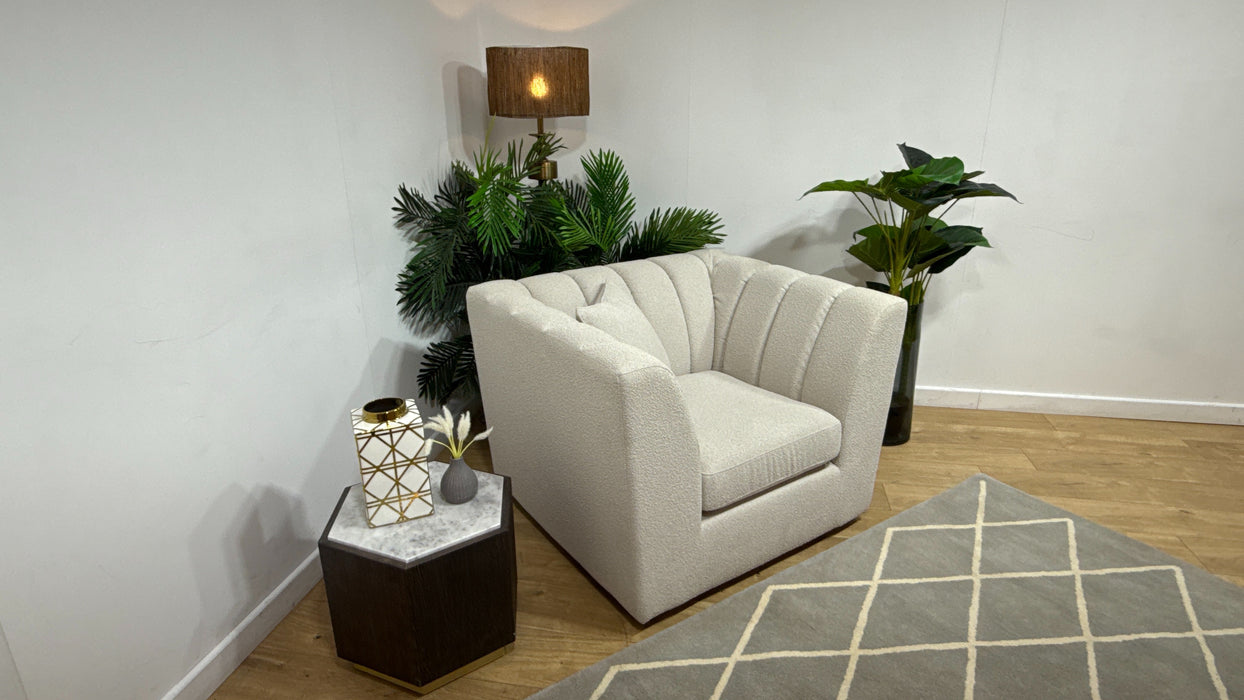 Sofology Downtown Fabric Swivel Chair in Boucle Linen