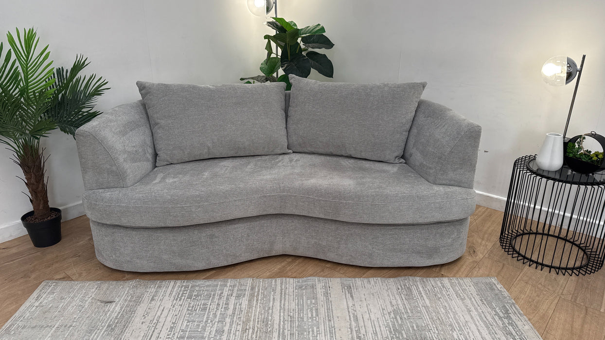 Sofology Chloe Fabric 3 Seater Full Back in Linen Look Chenille Grey Mix