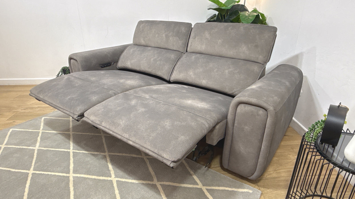 Sofology Premiere Fabric 2.5 Seater Power Recliner/Headrest Heated Seats in Lifestyle Flecked Mocha