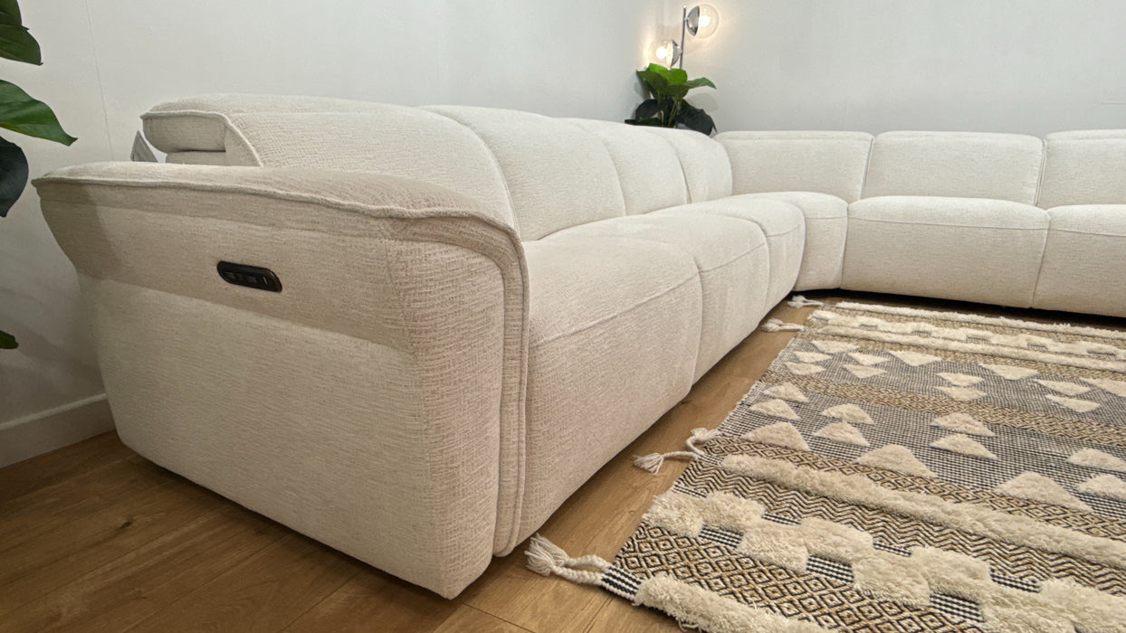 Sofology Fleur 4 Corner 3 Power Recliner  in Cloud Cool Cream