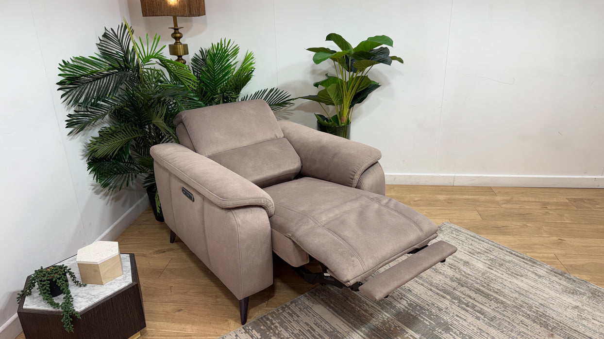Sofology Bailey Fabric Chair Power Recliner in Lifestyle Flecked Nutmeg