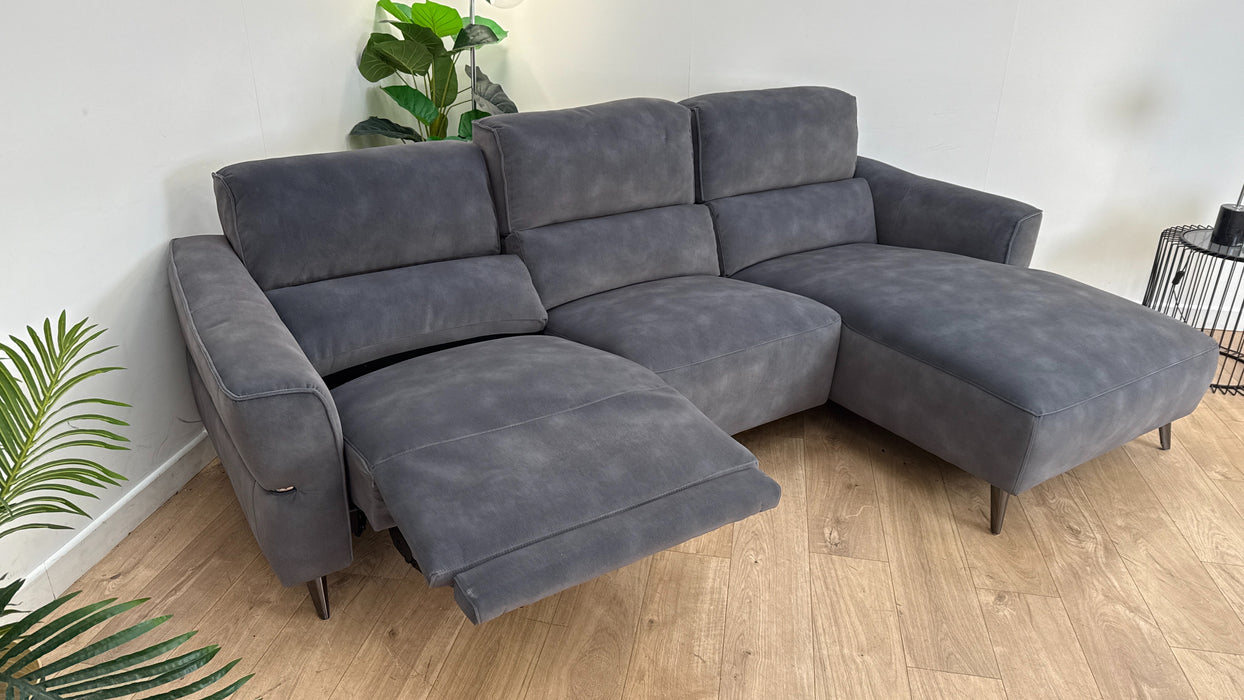 Sofology The Dakota 3 Seater Fabric Recliner Chaise in Lifestyle Mottled Charcoal
