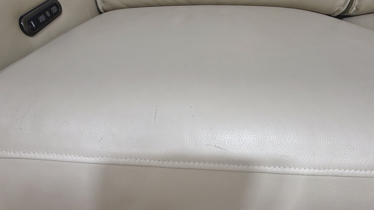 Sofology Premiere Leather 2.5 Seater Power Recliner/Headrest in Trusty Embossed Bone China