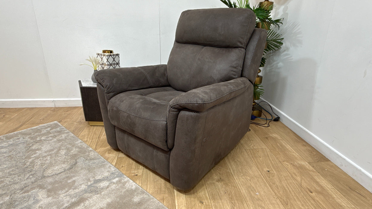 DFS Ivalee Fabric Chair Power Recliner in Pepper