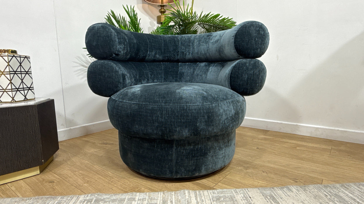 Sofology Fitzrovia Fabric Accent Swivel Chair in Luxury Chenille Teal