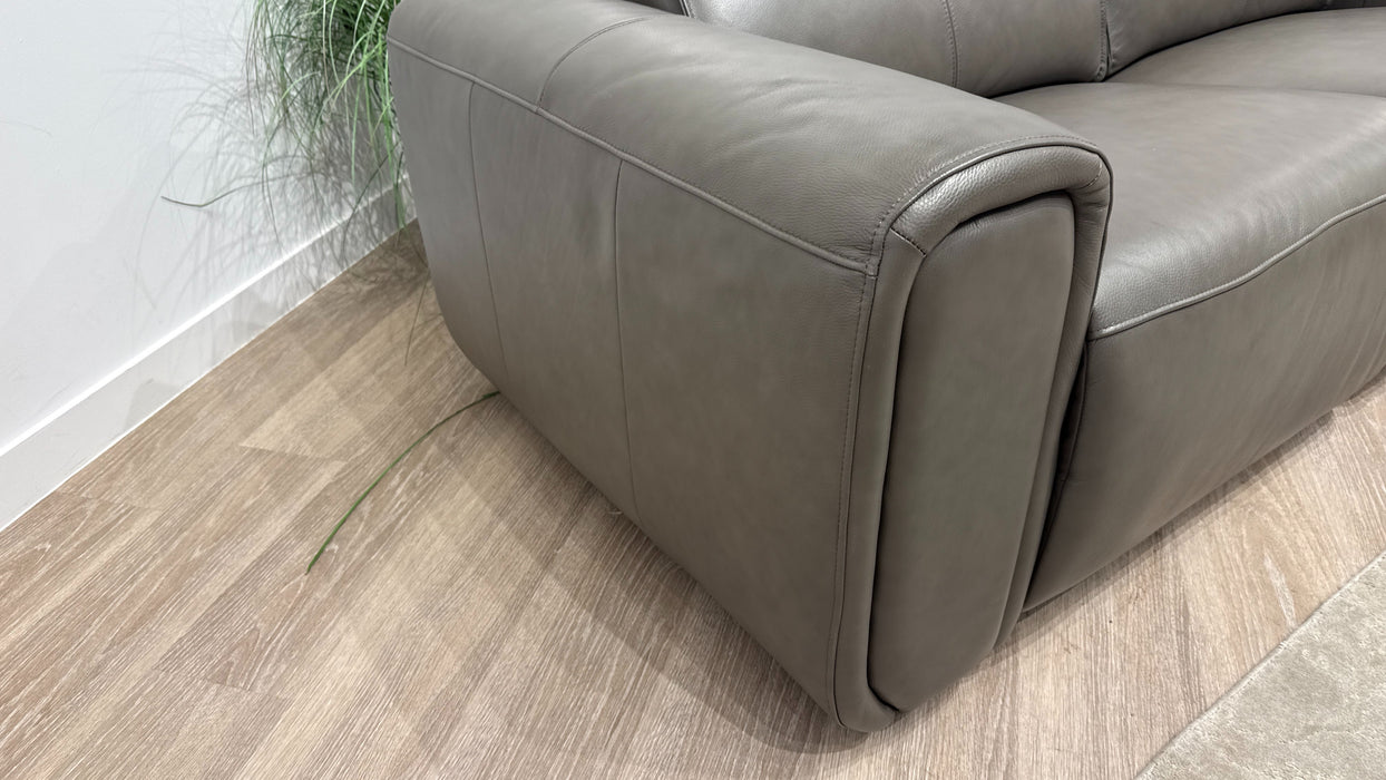 Sofology Premiere Leather 2.5 Seater Power Recliner/Headrest in Trusty Embossed Grey