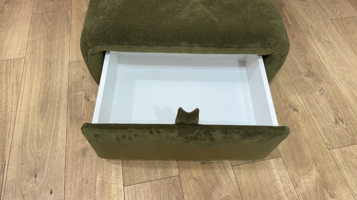 Sofology Waldorf Fabric Storage Footstool in Soft Sherpa Olive