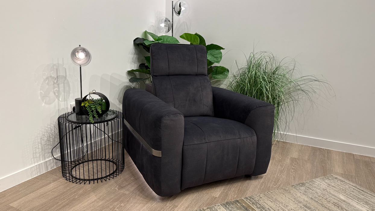 Sofology Lumiere Fabric Chair Power Recliner/Headrest in Lifestyle Flecked Anthracite