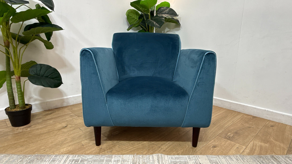 Sofology Cricket Fabric Chair in Soft Chenille Teal Mix