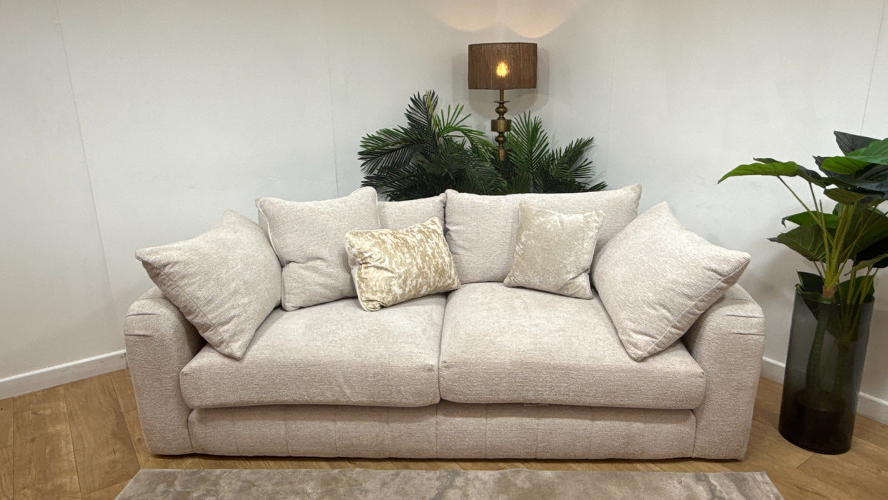 Sofology Westwood Fabric 3 Seater Gold Trim in Teddy Chenille Mist Mix
