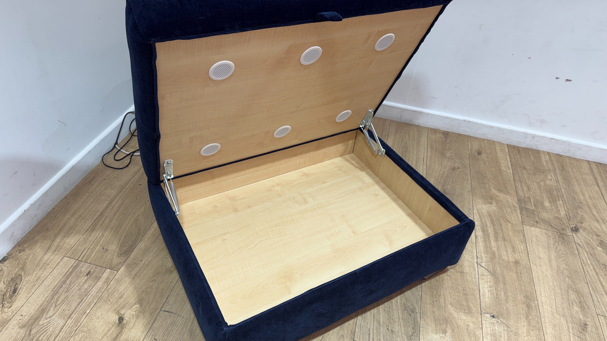 Sofology Tallulah Fabric Storage Footstool in Basketweave Chenille Navy