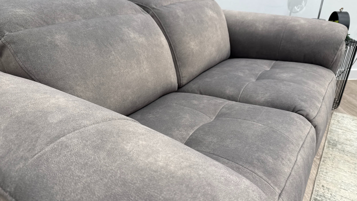Sofology Milan Fabric 2 Seater Power Recliner/Headrest and Lumbar with Trim in Lifestyle Flecked Mocha