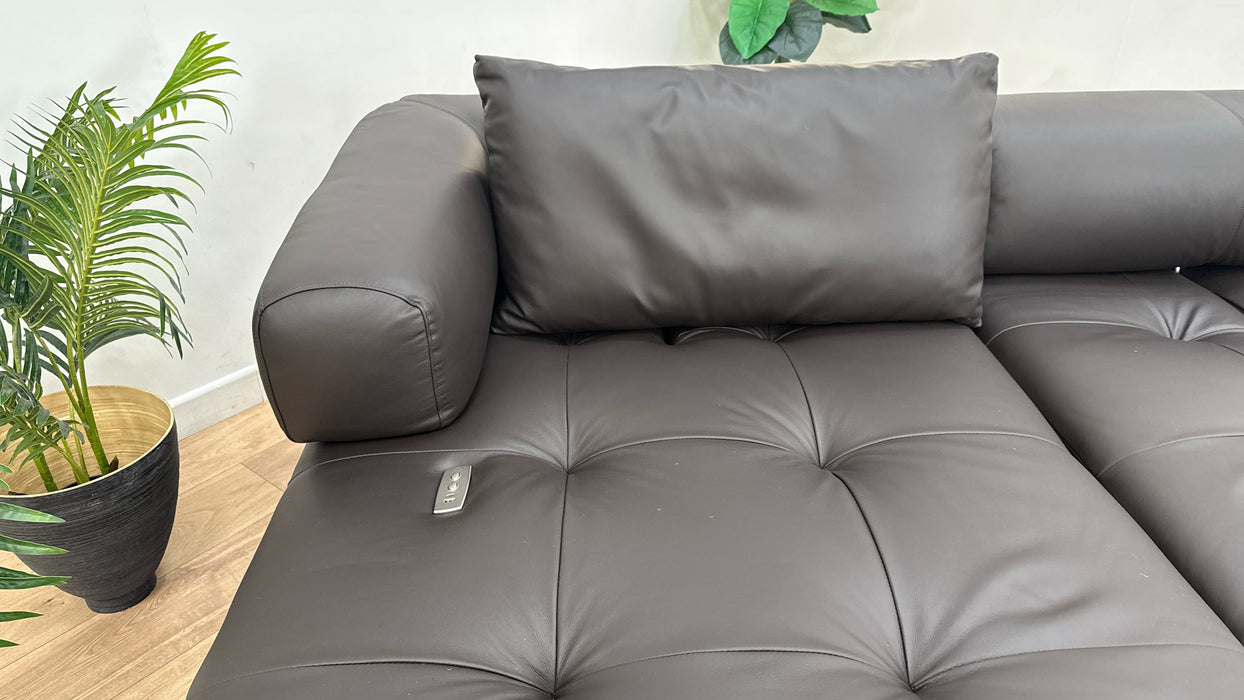 Sofology The Flex 4 Seater Motion Back Leather Sofa in Trusty Matt Dark Brown