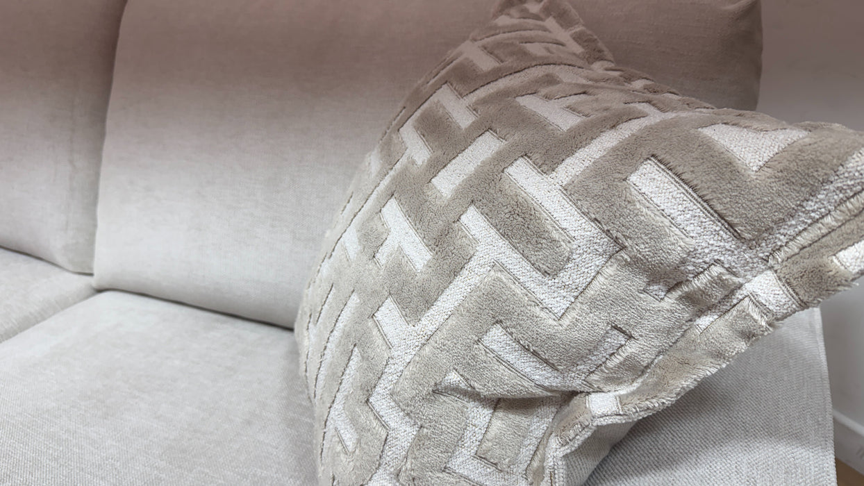 Sofology Mayfair Fabric 3 Seater Foam Seats in Linen Look Chenille Mist/Pearl Mix