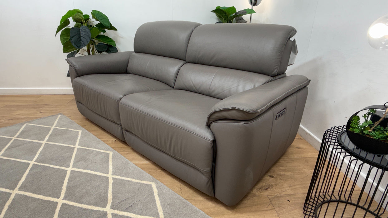 Sofology Hugo Leather 2.5 Seater Power Recliner/Headrest in Trusty Embossed Elephant