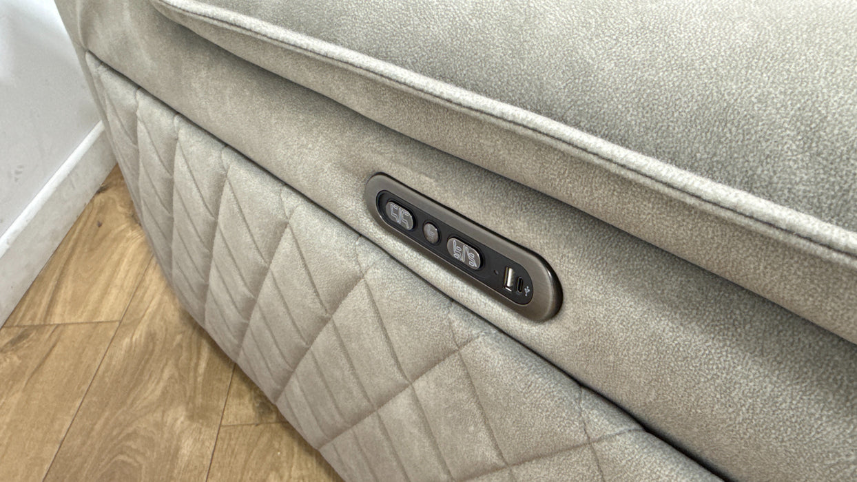 Sofology Benz Fabric 3 Seater Power Recliner/Headrest in Lifestyle Flecked Stone