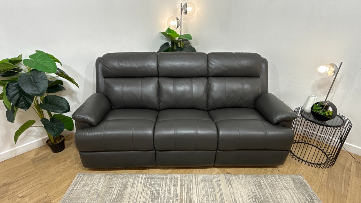 Sofology Gracie Leather 3 Seater in Trusty Sheen Charcoal