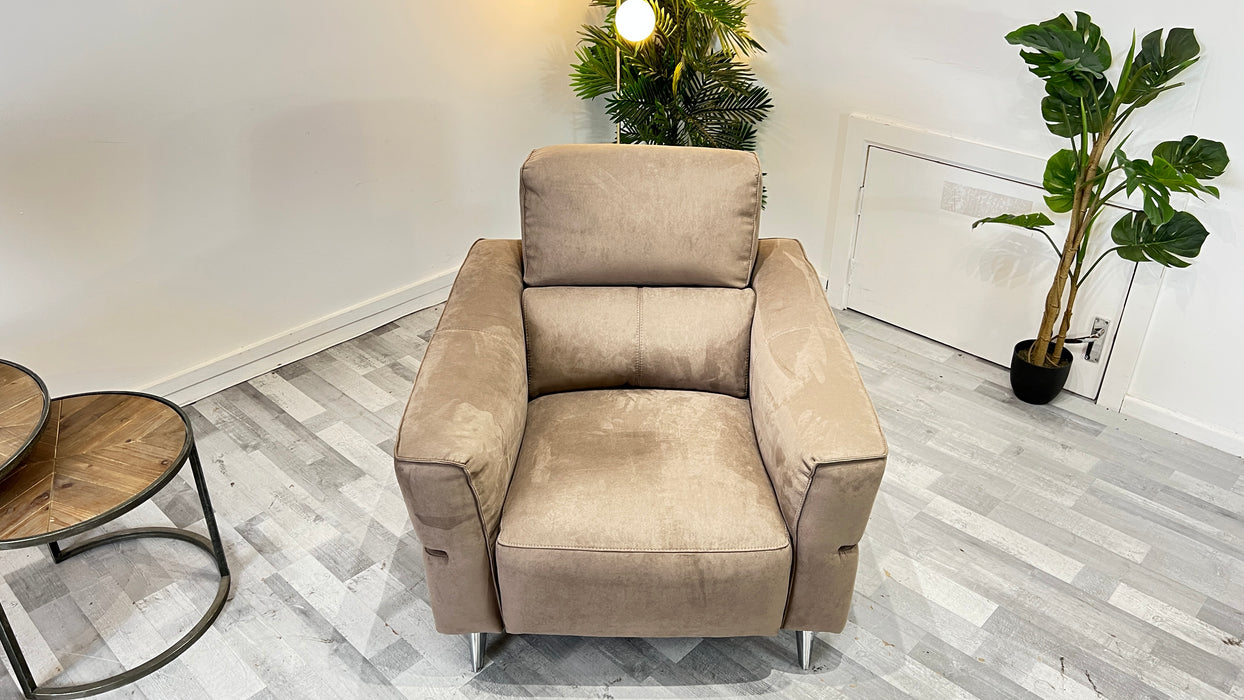 Dakota 1 Seater - Fabric Power Recliner Chair - Toronto Cappuccino