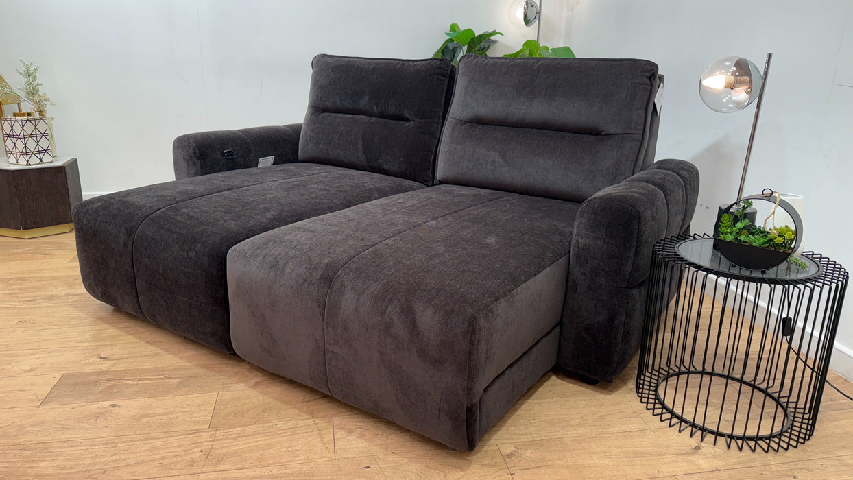 Sofology Sanctuary Fabric 3 Seater Double Power Chaise Power Motion Back in Relaxed Chenille Raisin