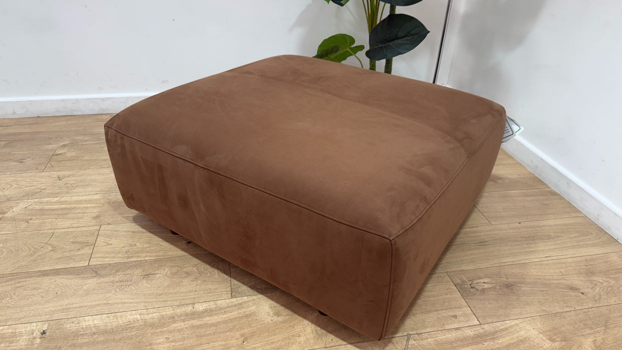 Sofology Tessuto Fabric Designer Footstool in Lifestyle Nubuck Feel Pecan