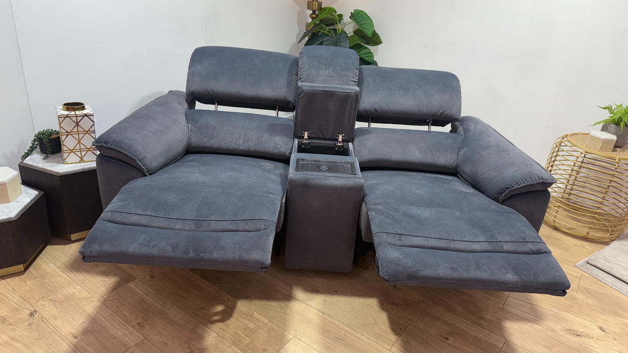 Sofology Hugo Fabric 2.5 Seater Console Power Recliner/Headrest in Lifestyle Flecked Charcoal